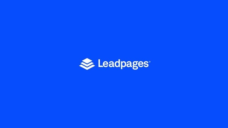 Leadpages logo on a blue background